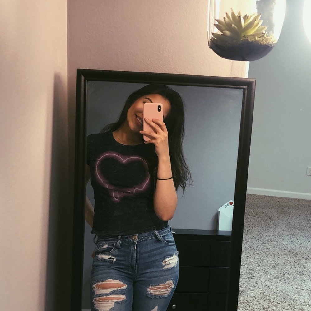 neon heart crop top